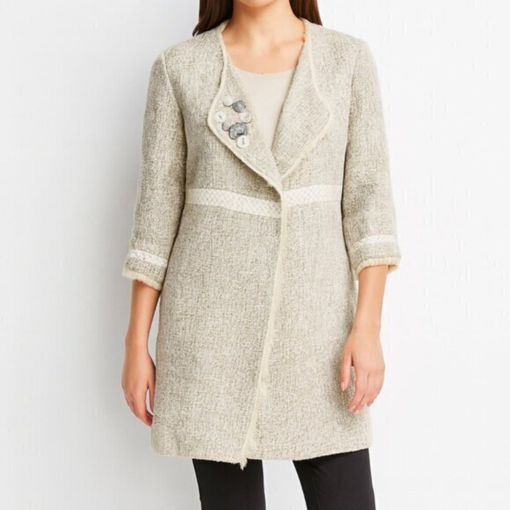J. Jill Vintage Style Tweed Duster Coat Size M